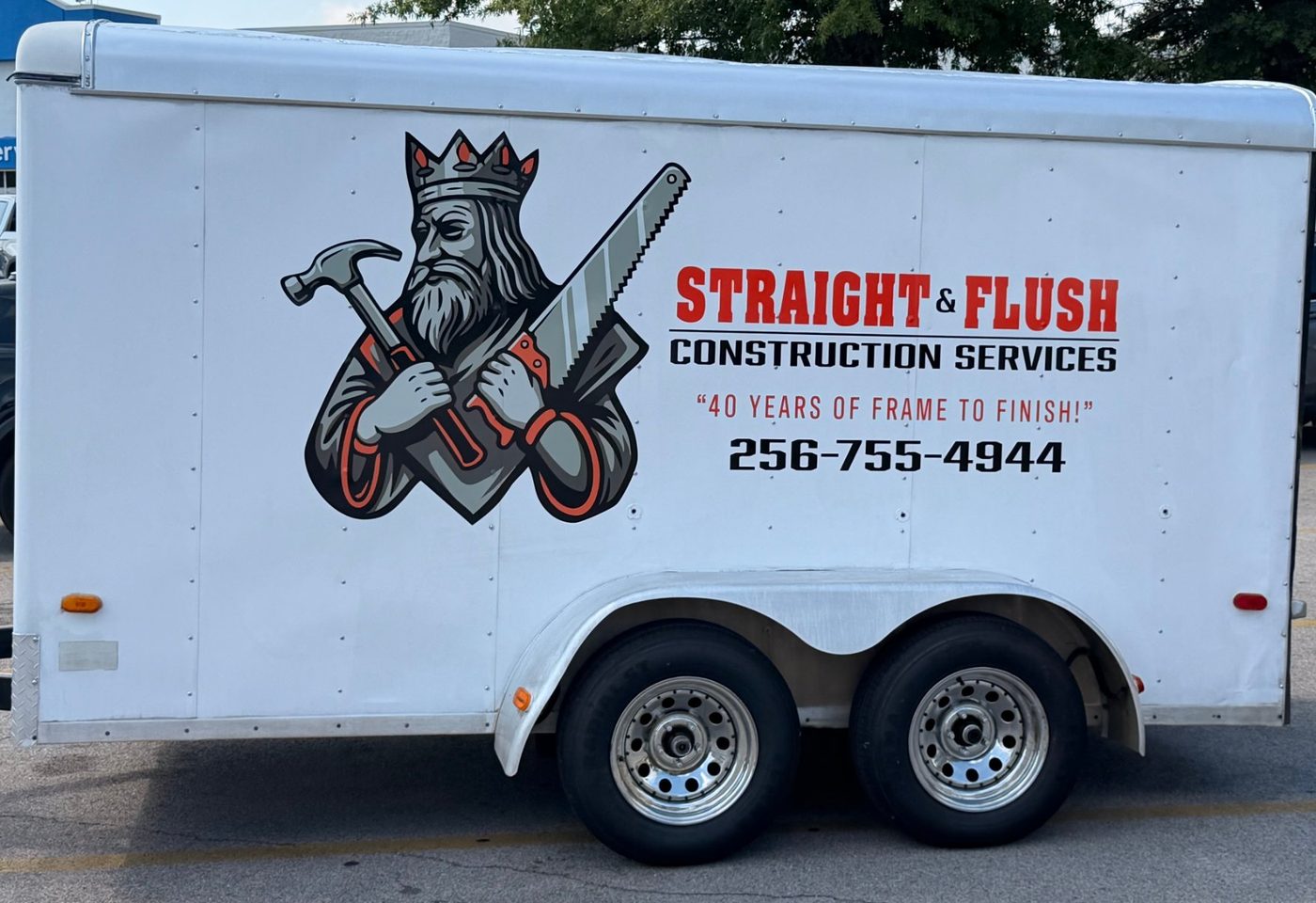 Side of the Straight Flush trailer