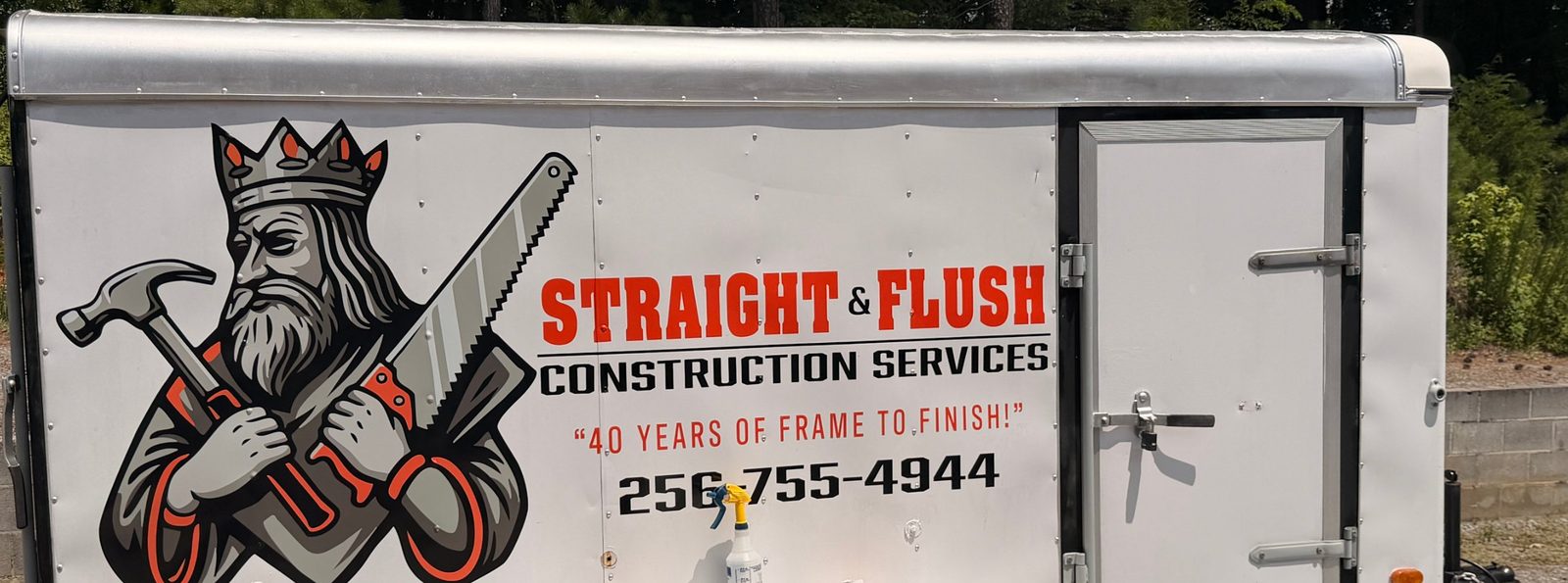 Straight Flush trailer with the King logo and phone number